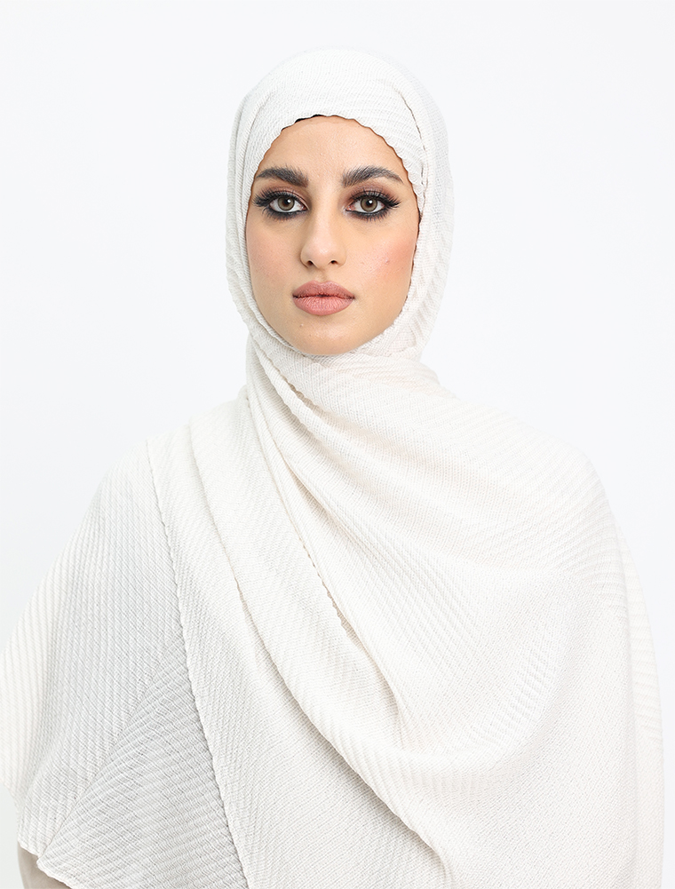 Ivory Crinkle Lurex Hijab